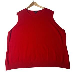 Lands End Red Cotton Crewneck Sweater Vest sz 3X Holiday Layering Preppy Classic